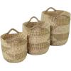 imageCosmoLiving by Cosmopolitan Seagrass Handmade Two Toned Storage Basket with Handles Set of 3 19quot 16quot 13quotH Brown19  16  13H