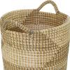 imageCosmoLiving by Cosmopolitan Seagrass Handmade Two Toned Storage Basket with Handles Set of 3 19quot 16quot 13quotH Brown19  16  13H