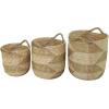 imageCosmoLiving by Cosmopolitan Seagrass Handmade Two Toned Storage Basket with Handles Set of 3 19quot 16quot 13quotH Brown19  16  13H