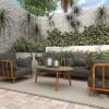 imageDeco 79 77411 End Sofa Small Side AntiRust and Waterproof Indoor Snack Modern Resin Outdoor Accent Table 45quot x 26quot x 18quot GreyGrey