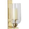 imageDeco 79 Aluminum Metal Wall Sconce Single Candle 6quot x 8quot x 16quot GoldGold