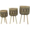 imageDeco 79 Bamboo Wood Handmade Indoor Planter Woven Basket Large Planter Pot with Wooden Tripod Legs Set of 3 Planters 26quot 23quot 20quotH BrownBrown