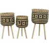 imageDeco 79 Bamboo Wood Handmade Indoor Planter Woven Basket Large Planter Pot with Wooden Tripod Legs Set of 3 Planters 26quot 23quot 20quotH BrownBrown
