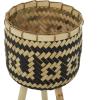 imageDeco 79 Bamboo Wood Handmade Indoor Planter Woven Basket Large Planter Pot with Wooden Tripod Legs Set of 3 Planters 26quot 23quot 20quotH BrownBrown