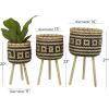 imageDeco 79 Bamboo Wood Handmade Indoor Planter Woven Basket Large Planter Pot with Wooden Tripod Legs Set of 3 Planters 26quot 23quot 20quotH BrownBrown