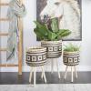 imageDeco 79 Bamboo Wood Handmade Indoor Planter Woven Basket Large Planter Pot with Wooden Tripod Legs Set of 3 Planters 26quot 23quot 20quotH BrownBrown