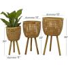 imageDeco 79 Bamboo Wood Handmade Indoor Planter Woven Basket Large Planter Pot with Wooden Tripod Legs Set of 3 Planters 26quot 23quot 20quotH BrownBrown