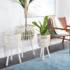 imageDeco 79 Bamboo Wood Handmade Indoor Planter Woven Basket Large Planter Pot with Wooden Tripod Legs Set of 3 Planters 26quot 23quot 20quotH BrownWhite