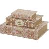 imageDeco 79 Canvas Decorative Box Faux Storage Book Book Shaped Boxes with Varying Coral and Shell Patterns Set of 3 Decorative Keepsake Boxes 12quot 9quot 6quotH Light BlueOrange