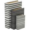 imageDeco 79 Canvas Decorative Box Faux Storage Book Book Shaped Boxes with Varying Coral and Shell Patterns Set of 3 Decorative Keepsake Boxes 12quot 9quot 6quotH Light BlueWhite