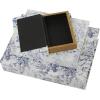 imageDeco 79 Canvas Decorative Box Faux Storage Book Book Shaped Boxes with Varying Coral and Shell Patterns Set of 3 Decorative Keepsake Boxes 12quot 9quot 6quotH Light BlueWhite