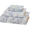 imageDeco 79 Canvas Decorative Box Faux Storage Book Book Shaped Boxes with Varying Coral and Shell Patterns Set of 3 Decorative Keepsake Boxes 12quot 9quot 6quotH Light BlueWhite