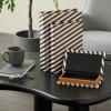 imageDeco 79 Canvas Decorative Box Faux Storage Book Book Shaped Boxes with Varying Coral and Shell Patterns Set of 3 Decorative Keepsake Boxes 12quot 9quot 6quotH Light BlueBlack