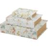 imageDeco 79 Canvas Decorative Box Faux Storage Book Book Shaped Boxes with Varying Coral and Shell Patterns Set of 3 Decorative Keepsake Boxes 12quot 9quot 6quotH Light BlueWhite