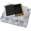 imageDeco 79 Canvas Decorative Box Faux Storage Book Book Shaped Boxes with Varying Coral and Shell Patterns Set of 3 Decorative Keepsake Boxes 12quot 9quot 6quotH Light BlueWhite