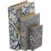 imageDeco 79 Canvas Decorative Box Faux Storage Book Book Shaped Boxes with Varying Coral and Shell Patterns Set of 3 Decorative Keepsake Boxes 12quot 9quot 6quotH Light BlueBlue