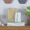 imageDeco 79 Canvas Decorative Box Faux Storage Book Book Shaped Boxes with Varying Coral and Shell Patterns Set of 3 Decorative Keepsake Boxes 12quot 9quot 6quotH Light BlueGreen