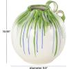 imageDeco 79 Ceramic Abstract Decorative Vase Centerpiece Vases with Green and Blue Drip Design and Handle Flower Vases for Home Decoration 9quot x 8quot x 11quot White11 x 10 x 11