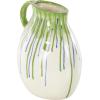 imageDeco 79 Ceramic Abstract Decorative Vase Centerpiece Vases with Green and Blue Drip Design and Handle Flower Vases for Home Decoration 9quot x 8quot x 11quot White9 x 8 x 11