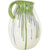 imageDeco 79 Ceramic Abstract Decorative Vase Centerpiece Vases with Green and Blue Drip Design and Handle Flower Vases for Home Decoration 9quot x 8quot x 11quot White9 x 8 x 11