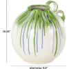 imageDeco 79 Ceramic Abstract Decorative Vase Centerpiece Vases with Green and Blue Drip Design and Handle Flower Vases for Home Decoration 9quot x 8quot x 11quot White11 x 10 x 11