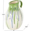 imageDeco 79 Ceramic Abstract Decorative Vase Centerpiece Vases with Green and Blue Drip Design and Handle Flower Vases for Home Decoration 9quot x 8quot x 11quot White9 x 8 x 11