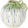 imageDeco 79 Ceramic Abstract Decorative Vase Centerpiece Vases with Green and Blue Drip Design and Handle Flower Vases for Home Decoration 9quot x 8quot x 11quot White8 x 8 x 8