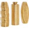 imageDeco 79 Ceramic Decorative Vase Dimensional Ribbed Centerpiece Vases with Varying Shapes Set of 3 Flower Vases for Home Decoration 4quot W 11quot H GoldGold