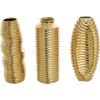 imageDeco 79 Ceramic Decorative Vase Dimensional Ribbed Centerpiece Vases with Varying Shapes Set of 3 Flower Vases for Home Decoration 4quot W 11quot H GoldGold