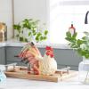 imageDeco 79 Ceramic Rooster Decorative Garden Sculpture Spotted Indoor Outdoor Garden Statue with Black and Red Accents Outdoor Sculpture 13quot x 6quot x 14quot BeigeRed