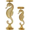 imageDeco 79 Coastal Aluminum Solid Candle Holder Set of 2 18quot 14quotH GoldGold