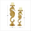 imageDeco 79 Coastal Aluminum Solid Candle Holder Set of 2 18quot 14quotH GoldGold