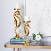 imageDeco 79 Coastal Aluminum Solid Candle Holder Set of 2 18quot 14quotH GoldGold
