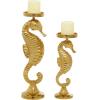 imageDeco 79 Coastal Aluminum Solid Candle Holder Set of 2 18quot 14quotH GoldGold