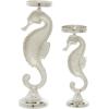 imageDeco 79 Coastal Aluminum Solid Candle Holder Set of 2 18quot 14quotH GoldSilver