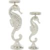 imageDeco 79 Coastal Aluminum Solid Candle Holder Set of 2 18quot 14quotH GoldSilver