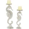 imageDeco 79 Coastal Aluminum Solid Candle Holder Set of 2 18quot 14quotH GoldSilver
