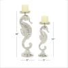 imageDeco 79 Coastal Aluminum Solid Candle Holder Set of 2 18quot 14quotH GoldSilver