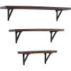 imageDeco 79 Industrial Poplar Wood Wall Shelf Metal S3 48quot36quot24quot W92602 15L17 H Brown