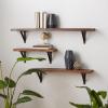imageDeco 79 Industrial Poplar Wood Wall Shelf Metal S3 48quot36quot24quot W92602 15L17 H Brown