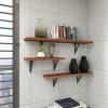 imageDeco 79 Industrial Poplar Wood Wall Shelf Metal S3 48quot36quot24quot W92602 15L17 H Brown