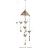 imageDeco 79 Mango Wood Bird Indoor Outdoor Windchime with Glass Beads and Cone Bells 5quot x 5quot x 32quot Gold