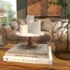 imageDeco 79 Mango Wood Cake Stand with Wood Base 10quot x 10quot x 5quot White
