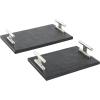 imageDeco 79 Marble Slim Textured Tray with Rod Handles Set of 2 22quot 18quot W BlackBlack