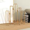 imageDeco 79 Metal Decorative Vase Foldable Centerpiece Vase with Clear Glass Test Tubes Flower Vase for Home Decoration 10quot x 3quot x 12quot GoldGold