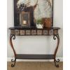 imageDeco 79 Metal Floral Embossed 1 Shelf Console Table with Ornate Scroll Legs 43quot x 14quot x 32quot BrownConsole Table