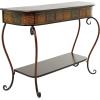 imageDeco 79 Metal Floral Embossed 1 Shelf Console Table with Ornate Scroll Legs 43quot x 14quot x 32quot BrownConsole Table