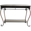 imageDeco 79 Metal Floral Embossed 1 Shelf Console Table with Ornate Scroll Legs 43quot x 14quot x 32quot BrownConsole Table