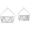 imageDeco 79 Metal Geometric Indoor Outdoor Hanging Wall Planter Set of 2 17quot 14quotH White12  15