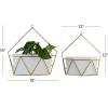 imageDeco 79 Metal Geometric Indoor Outdoor Hanging Wall Planter Set of 2 17quot 14quotH White12  15